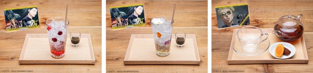 「呪術廻戦カフェ」呪詛師・呪霊ドリンク／漏瑚、呪詛師・呪霊ドリンク／花御、七海建人「ナナミンのティータイムセット」（C）芥見下々／集英社・呪術廻戦製作委員会