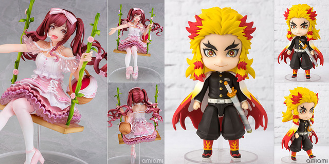 「アイドルマスター シャイニーカラーズ 大崎甘奈 デヴォーティングリンネver. 1/8スケール完成品フィギュア」（C）BANDAI NAMCO Entertainment Inc.／「Figuarts mini 煉獄杏寿郎 『鬼滅の刃』」（C）吾峠呼世晴/集英社・アニプレックス・ ufotable