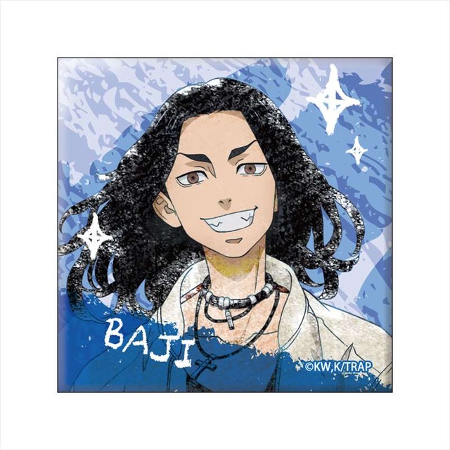 パステルクレヨンアート　スクエア缶バッジ　（場地圭介）(C)和久井健・講談社／アニメ「東京リベンジャーズ」製作委員会