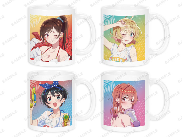 「描き下ろしイラスト ビーチデートver. マグカップ（全4種）」各1,650円（税込）（C）宮島礼吏・講談社／「彼女、お借りします」製作委員会（R）KODANSHA