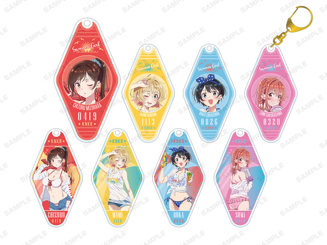 「描き下ろしイラスト ビーチデートver. トレーディングアクリルキーホルダー（全8種）」単品：715円（税込）/BOX：5,720円（税込）（C）宮島礼吏・講談社／「彼女、お借りします」製作委員会（R）KODANSHA