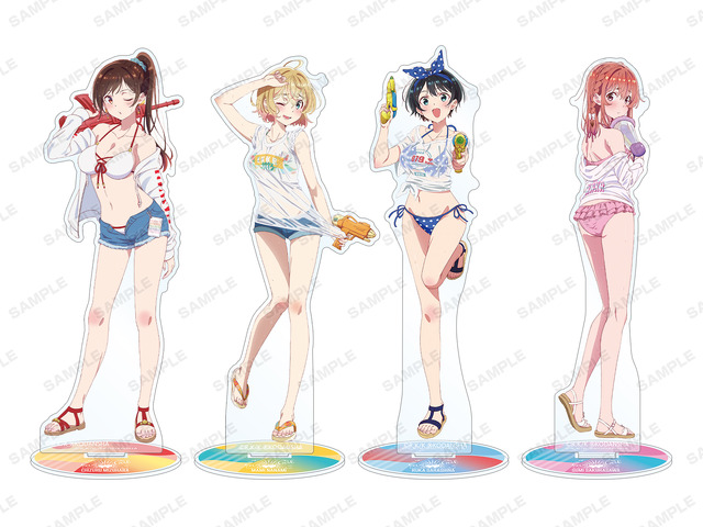 「描き下ろしイラスト ビーチデートver. BIGアクリルスタンド（全4種）」各1,980円（税込）（C）宮島礼吏・講談社／「彼女、お借りします」製作委員会（R）KODANSHA