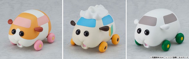 「MODEROID くみたてモルカー」シリーズ 各1800円（税込）（C）見里朝希JGH・シンエイ動画／モルカーズ