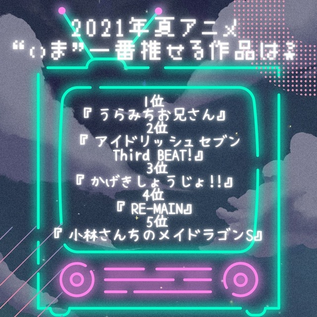 [2021年夏アニメ、“いま”一番推せる作品は？]TOP５
