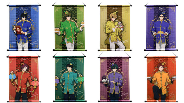 掛け軸風ミニタペストリー 全8種 各1,320円（税込）（C）おおじこうじ・京都アニメーション／岩鳶町後援会2021