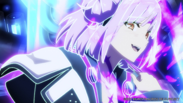 「『劇場版マクロスΔ 絶対LIVE!!!!!!』場面カット」（C）2021 BIGWEST/MACROSS DELTA PROJECT
