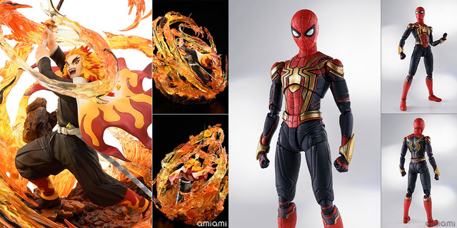 鬼滅の刃 煉獄杏寿郎 DX Ver. 1/8スケール完成品フィギュア(C)吾峠呼世晴/集英社・アニプレックス・ufotable ＆ S.H.Figuarts スパイダーマン[インテグレーテッドスーツ](スパイダーマン：ノー・ウェイ・ホーム)(C)2021 MARVEL(C)2021 CPII