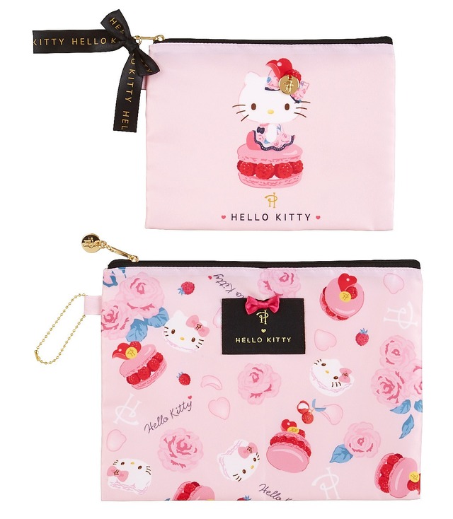 「ハローキティ×ピエール･エルメ コラボデザインシリーズ」フラッとポーチセット 2200円（税込）（C）’21 SANRIO 著作（株）サンリオ