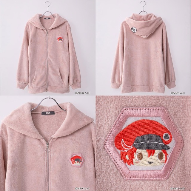 はたらく細胞 ワッペン付パーカ ピンク／赤血球（C）清水茜／講談社・アニプレックス・davidproduction