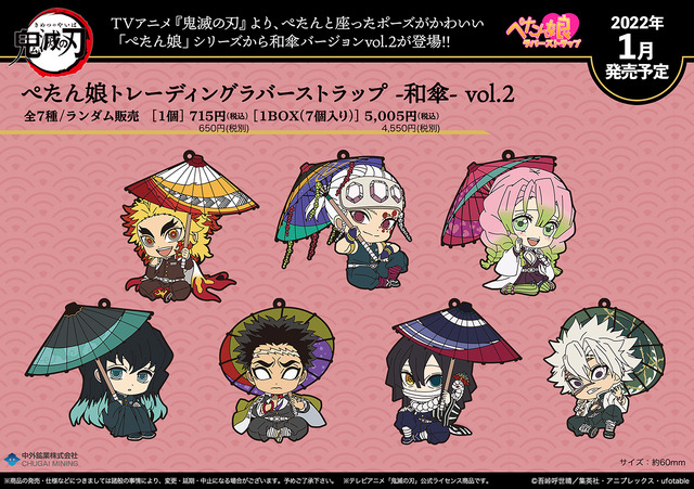 「ぺたん娘トレーディングラバーストラップ -和傘- vol.2」（C）吾峠呼世晴／集英社・アニプレックス・ufotable