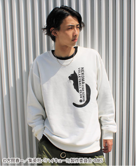 「GeeRA限定【ハイキュー‼】プリントスウェット」音駒高校ホワイト（C）古舘春一／集英社・「ハイキュー!!」製作委員会・MBS