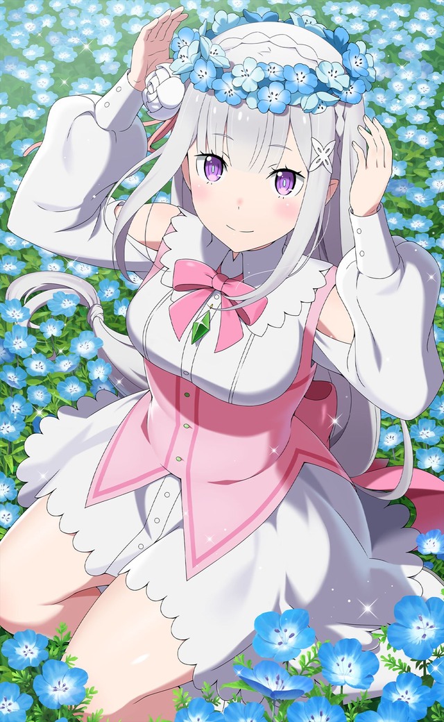 「【とっておきの花畑】エミリア★3」（C）長月達平・株式会社KADOKAWA刊／Re:ゼロから始める異世界生活2製作委員会（C）SEGA