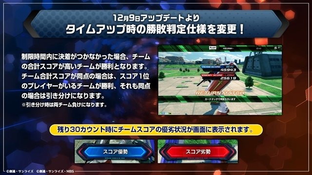 『ガンダム EXVS.2 クロスブースト』タイムアップ時の勝敗判定仕様が変更！既存17機体にもバランス調整【12月9日アプデ情報まとめ】