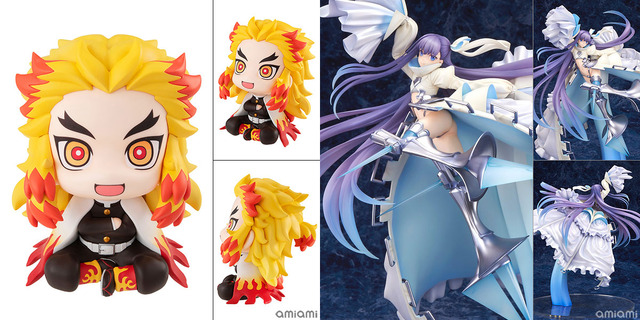 「るかっぷ 鬼滅の刃 煉獄杏寿郎 完成品フィギュア」3,278円（税込）（C）吾峠呼世晴／集英社・アニプレックス・ufotable　「Fate/Grand Order アルターエゴ/メルトリリス 1/8スケール 完成品フィギュア」27,280円（税込）（C）TYPE-MOON / FGO PROJECT