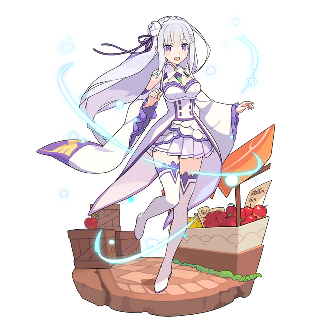 『Re:ゼロから始める異世界生活』×『WORLD FLIPPER（ワールドフリッパー）』エミリア（C）長月達平・株式会社 KADOKAWA 刊／Re:ゼロから始める異世界生活 2 製作委員会（C）Cygames, Inc. / Citail Inc.