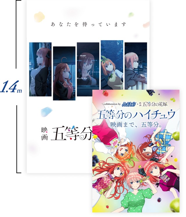 「五等分のハイチュウ　映画まで、五等分。」A賞：特大サイズ！映画版コラボ・両面タペストリー（計25名様）（C）春場ねぎ・講談社／映画「五等分の花嫁」製作委員会
