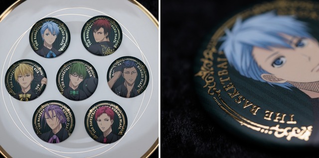 オリジナルグッズ「キラっとデコ缶バッジコレクション（Black Style）」（全7種）価格：1個500円　※ランダム封入（C）藤巻忠俊／集英社・黒子のバスケ製作委員会