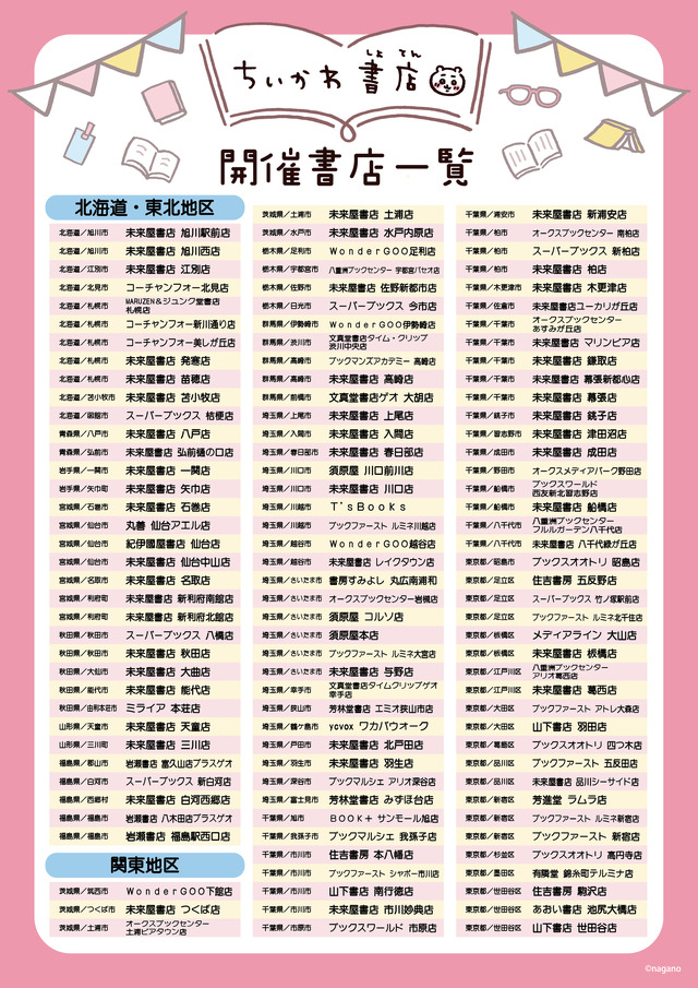 「ちいかわ書店」開催書店（C）nagano