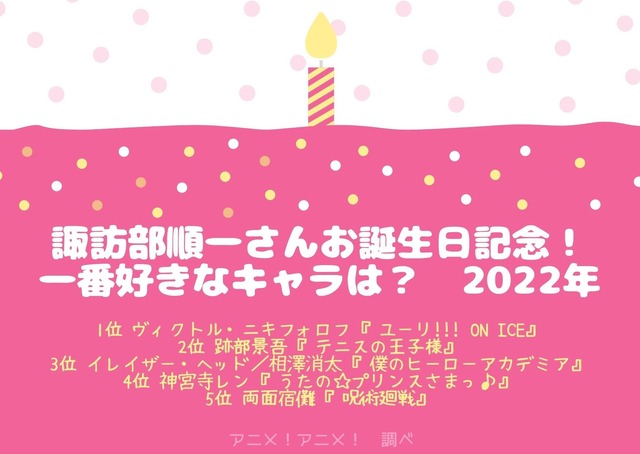 [諏訪部順一さんが演じた中で一番好きなキャラクターは？ 2022年版]TOP5