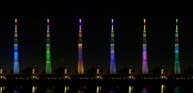 「JOJOTREE ジョジョの奇妙な冒険 in TOKYO SKYTREE」特別ライティング（6種類）（C）荒木飛呂彦&LUCKY LAND COMMUNICATIONS/集英社・ジョジョの奇妙な冒険THE ANIMATION PROJECT（C）TOKYO-SKYTREE