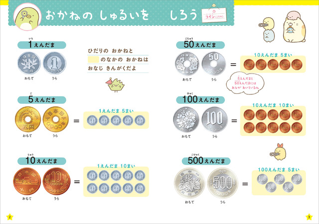 主婦と生活社「すみっコぐらし おかねをまなぶっく 入学準備～小学1年」より （C）2022 San-X Co., Ltd. All Rights Reserved.