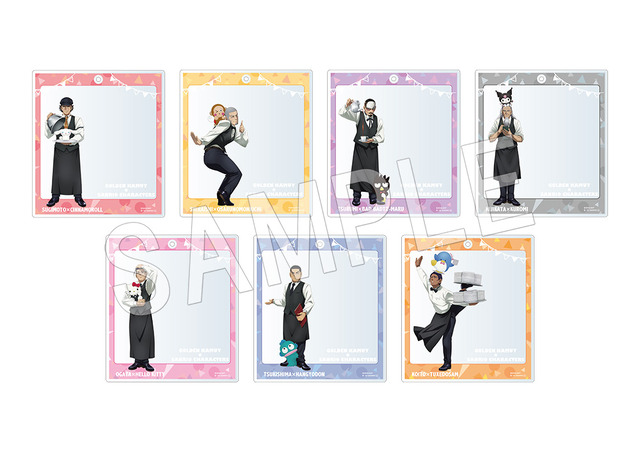 「『ゴールデンカムイ×サンリオキャラクターズ』×Chugai Grace Cafe」ゴールデンカムイ×サンリオキャラクターズ　トレーディングフレームアクリルキーホルダー（全7種）（C）野田サトル／集英社・ゴールデンカムイ製作委員会（C）2022 SANRIO CO., LTD. TOKYO, JAPAN(L)