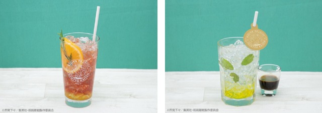 「呪術廻戦カフェ2022」釘崎野薔薇 オレンジローズヒップティーソーダ、七海建人 コーヒーモヒートソーダ（C）芥見下々／集英社・呪術廻戦製作委員会