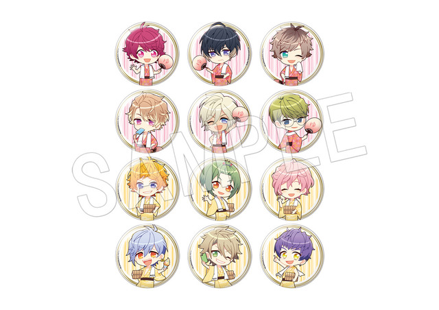 「A3! トレーディング⽸バッジ ミニキャラver. TypeA／B（各 全12種）」440円（税込）（C）Liber Entertainment Inc. All Rights Reserved.