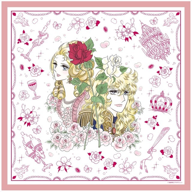 「誕生50周年記念 ベルサイユのばら展 ―ベルばらは永遠に―」東京展オリジナルデザインハンカチ（C）池田理代子プロダクション