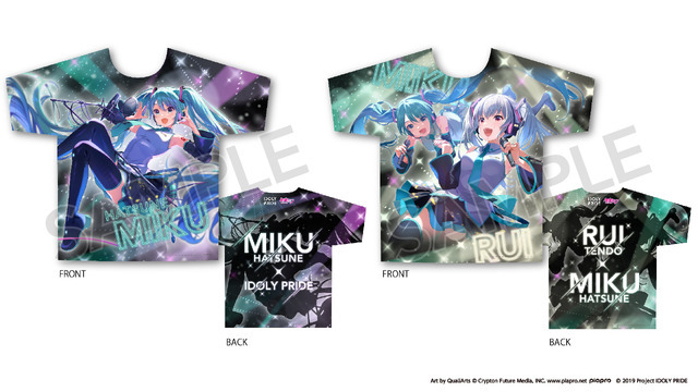 IDOLY PRIDE × 初音ミクコラボ ポップアップショップ「フルグラフィックTシャツ（全2種）」各6,600円（税込）Art By QuallArts（C）Crypton Future Media,INC. www.piapro.net（C）2019 Project IDOLY PRIDE