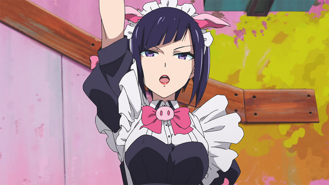 『アキバ冥途戦争』第1話「ブヒれ！今日からアキバの新人メイド！」先行場面カット（C）「アキバ冥途戦争」製作委員会