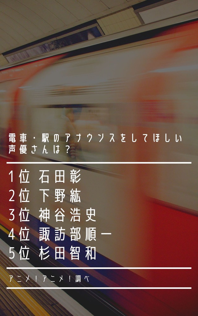 [電車・駅のアナウンスをしてほしい声優さんは？]ランキング1位～5位を見る