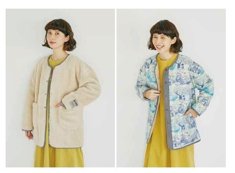 ムーミン×kippisコラボアイテム「リバーシブルボアジャケット」（C）Moomin Characters