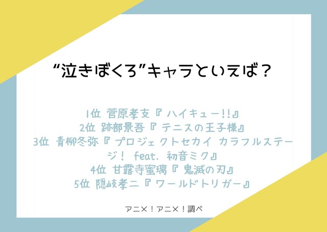[“泣きぼくろ”キャラといえば？]ランキング1位～5位を見る