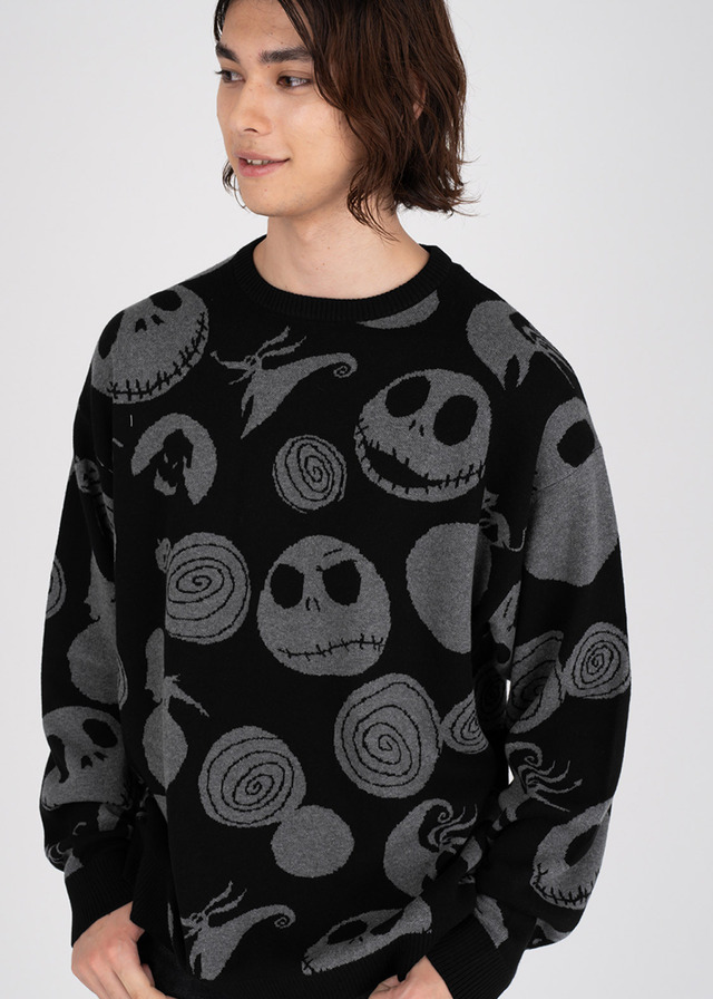 「『ナイトメアー・ビフォア・クリスマス』グラニフ オリジナルグラフィックアイテム」ニット「ジャック・スケリントン パターン」（C）Disney