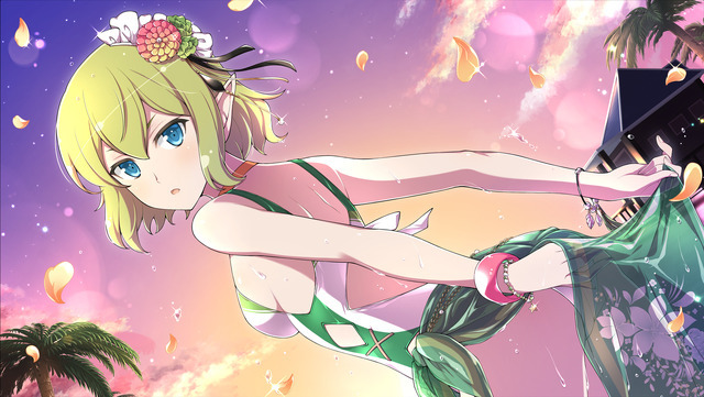 『ダンジョンに出会いを求めるのは間違っているだろうかIV』×『シノビマスター 閃乱カグラ NEW LINK』＜閃乱覚醒後＞【URリュー(水着)】（C）大森藤ノ・SBクリエイティブ/ダンまち4製作委員会（C）Marvelous Inc.