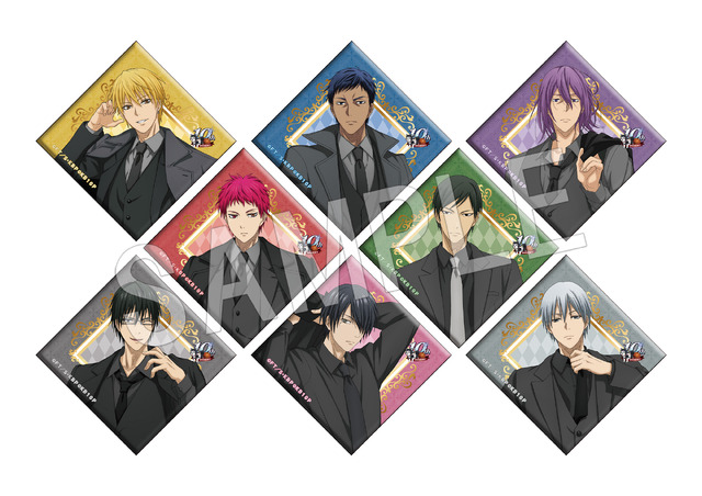 黒子のバスケ　トレーディング箔押し風スクエアマット缶バッジ 2022 winter TypeB（全8種）(C)藤巻忠俊／集英社・黒子のバスケ製作委員会(C)「黒子のバスケ」アニメ10周年プロジェクト