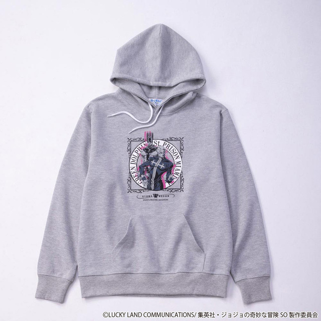 Doublefocus『ジョジョの奇妙な冒険 ストーンオーシャン』プルパーカ・グレー（C）LUCKY LAND COMMUNICATIONS/集英社・ジョジョの奇妙な冒険SO製作委員会