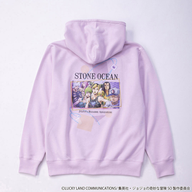 Doublefocus『ジョジョの奇妙な冒険 ストーンオーシャン』プルパーカ・ピンク（C）LUCKY LAND COMMUNICATIONS/集英社・ジョジョの奇妙な冒険SO製作委員会