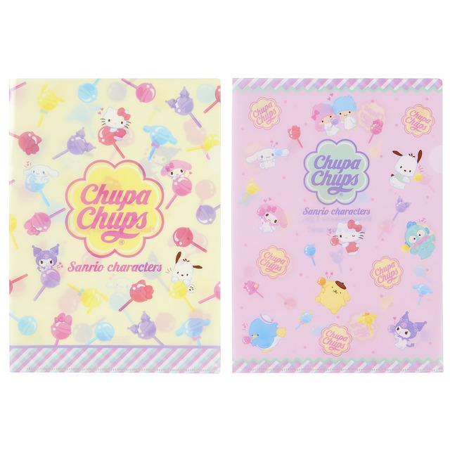 チュッパチャプス×サンリオ「クリアファイルセット」（C）2023 Perfetti Van Melle. All Rights Reserved. （C）’23 SANRIO