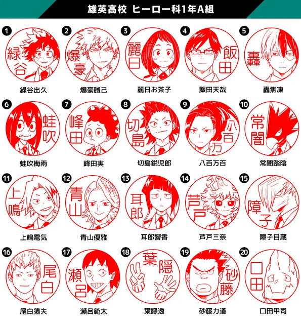 「僕のヒーローアカデミア はんこコレクション」（C）堀越耕平／集英社・僕のヒーローアカデミア製作委員会