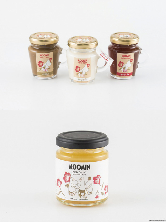 「Moominmamma‘s Tea party」上:ムーミンミルクジャム（コーヒー／ハニーミルク／アップルティー）下:ムーミンレモンカード（C）Moomin Characters