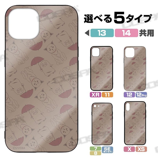 定春＆エリザベス 総柄 強化ガラスiPhoneケース（C）空知英秋／集英社･テレビ東京･電通･BNP･アニプレックス