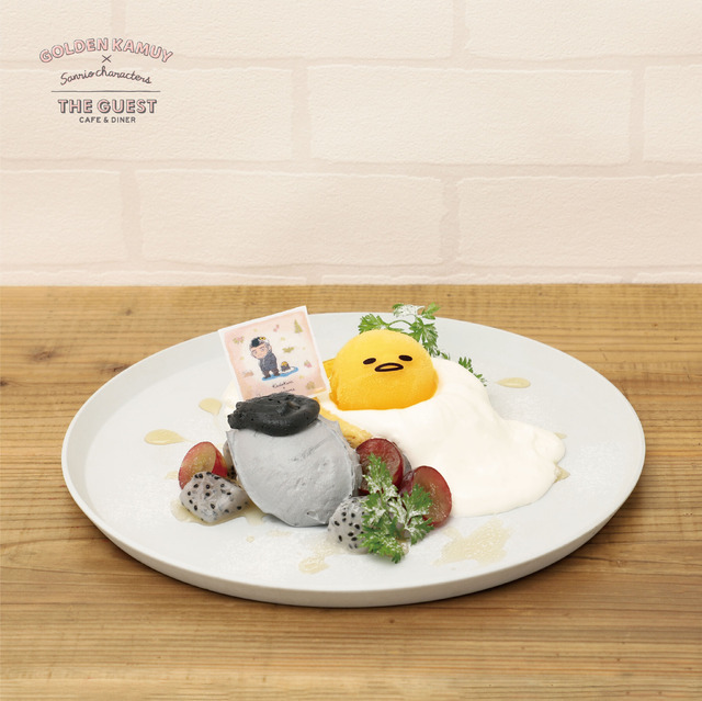 「GOLDEN KAMUY × Sanrio characters ×THE GUEST cafe&diner」門倉とぐでたまのブリュレタルト（C）SN/S,GK （C）'23 SANRIO（L） S/D･G