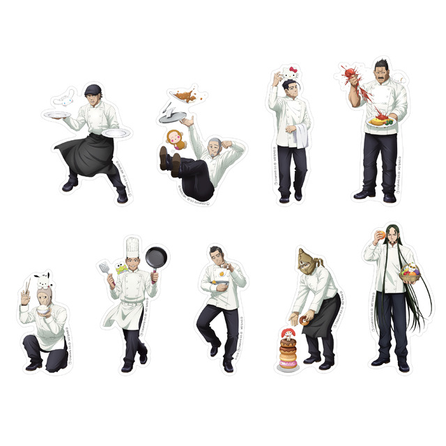 「GOLDEN KAMUY × Sanrio characters ×THE GUEST cafe&diner」ダイカットステッカー9種（C）SN/S,GK （C）'23 SANRIO（L） S/D･G