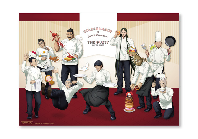 「GOLDEN KAMUY × Sanrio characters ×THE GUEST cafe&diner」ペーパーランチョンマット（A3サイズ）（C）SN/S,GK （C）'23 SANRIO（L） S/D･G