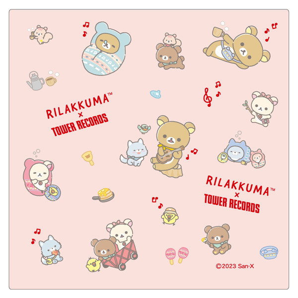 「Rilakkuma × TOWER RECORDSキャンペーン2023」コラボミニハンドタオル 2023 880円（税込）（C）2023 San-X Co., Ltd. All Rights Reserved.