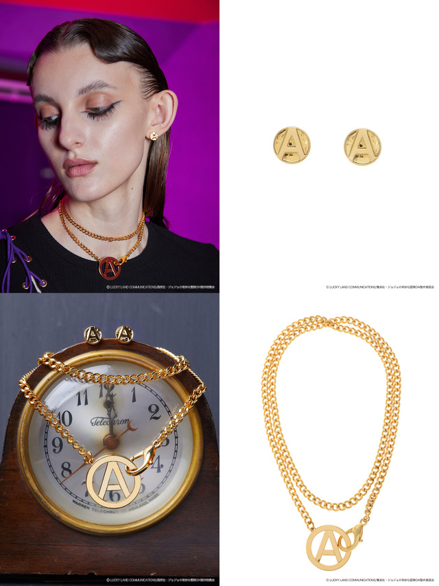 【ジョジョの奇妙な冒険 黄金の風×PAMEO POSE】レオーネ・アバッキオ ピアス、レオーネ・アバッキオ ネックレス（C）LUCKY LAND COMMUNICATIONS/集英社・ジョジョの奇妙な冒険GW製作委員会