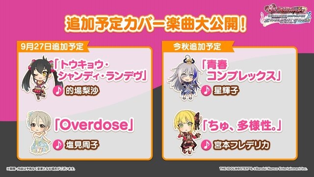 輿水幸子（CV:竹達彩奈）による「可愛くてごめん」や星輝子（CV:松田颯水）「青春コンプレックス」など、『デレステ』に実装されるカバー楽曲が豪華すぎる