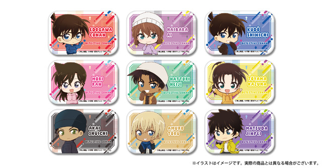 『名探偵コナン』スクエア缶バッジ（全9種）（C）青山剛昌／小学館・読売テレビ・TMS 1996